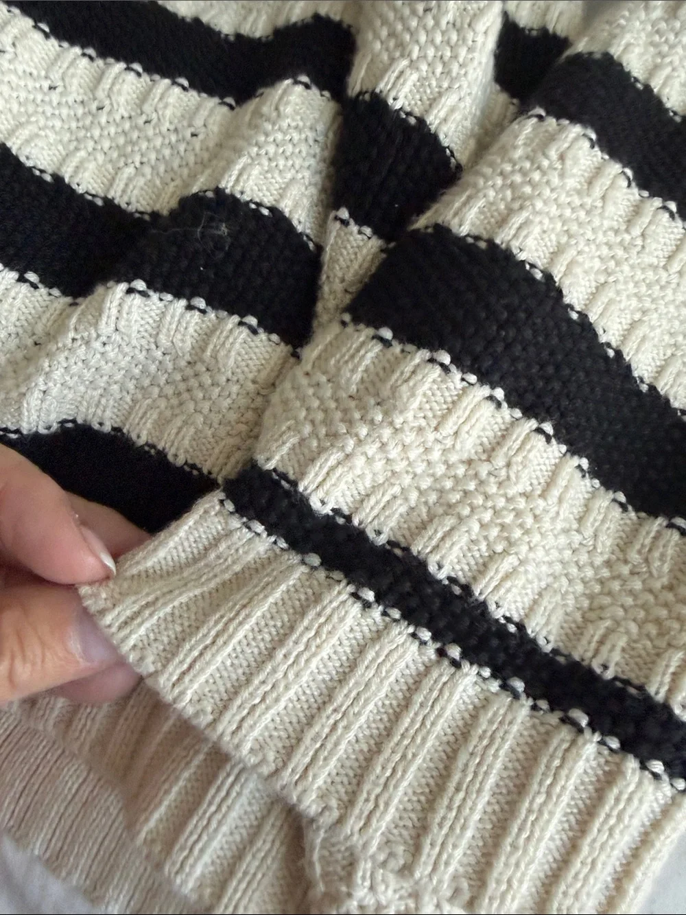 J.Jill Striped Black and Cream Women's Button-Up Sweater - Cardigan 3x